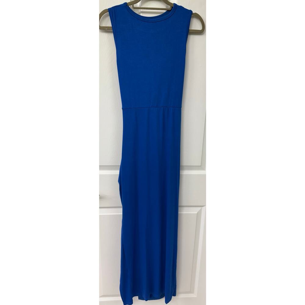 Shein NEW medium royal blue maxi cut out drawstring side slit sleeveless - Picture 7 of 10